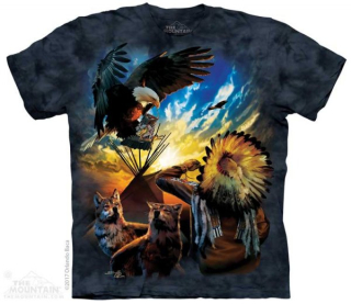 Tričko 3D potisk - Eagle Prayer, Indián, orel, vlci,  - The Mountain