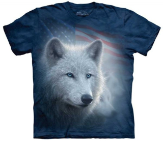 Tričko 3D potisk - Patriotic White Wolf, vlk vlci - The Mountain