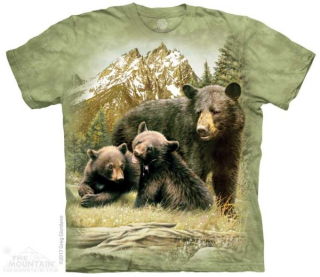 Tričko 3D potisk - Black Bear Family, medvědí rodina - The Mountain