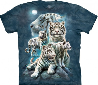 Tričko 3D potisk - Night Tiger Collage, bílé tygři - The Mountain