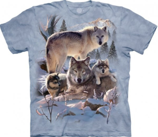 Tričko 3D potisk - Wolf Family, vlk, vlčí rodina - The Mountain