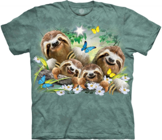 Tričko 3D potisk - Sloth Family Selfie, rodina lenochodů - The Mountain