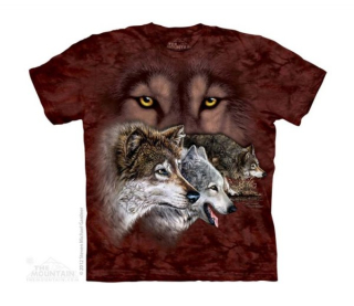 Tričko 3D potisk - Find 9 Wolves, vlk, vlci - The Mountain / děti