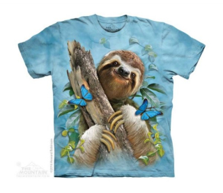 Tričko 3D potisk - Sloth & Butterflies, lenochod - The Mountain / děti