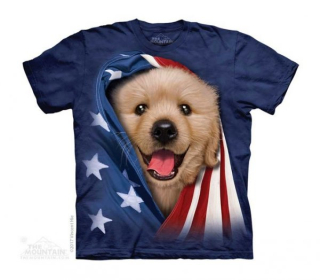 Tričko 3D potisk - Patriotic Golden Pup, pes - The Mountain / děti