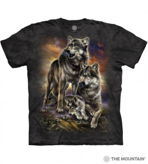 Tričko 3D potisk - Wolf Family, vlk, vlci - The Mountain / děti