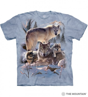 Tričko 3D potisk - Wolf Family, vlk vlci - The Mountain / děti