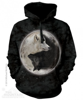 Blůza mikina 3D potisk s kapucí - Yin Yang Wolves, vlk, vlci - The Mountain
