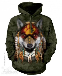 Blůza mikina 3D potisk s kapucí - Native Wolf Spirit, vlk - The Mountain
