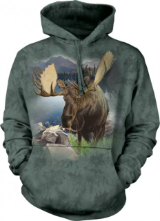 Blůza mikina 3D potisk s kapucí - Monarch of The Forest Moose los - The Mountain