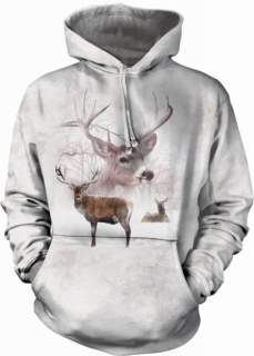 Blůza mikina 3D potisk s kapucí - Wintertime Deer, Zimní jelen - The Mountain