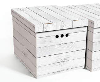 Dekorativní krabice bílá deska XL, úložný box s víkem, vel. 42x32x32cm