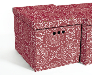 Dekorativní krabice Maroko bordó XL, úložný box s víkem, vel. 42x32x32cm