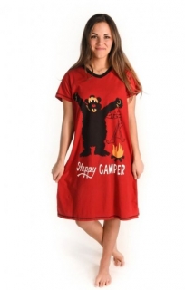 Happy Camper Nightshirt, veselý medvěd v kempu - Noční košilka - LazyOne