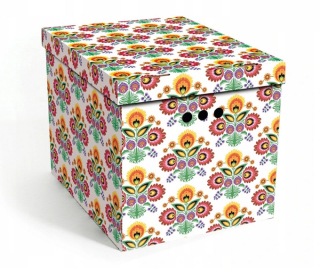 Dekorativní krabice Květiny Lowicz XL, úložný box s víkem, vel. 42x32x32cm