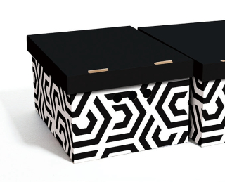 Dekorativní krabice Geometrický labyrint A4 úložný box, velikost 33x25x18cm 