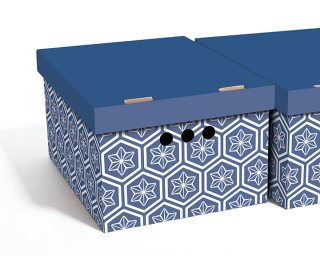 Dekorativní krabice šestihranné modré hvězdy A4 úložný box, velikost 33x25x18cm 
