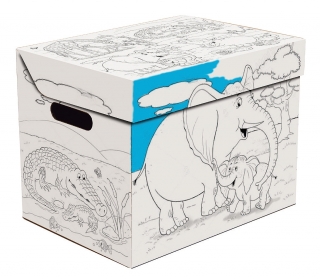 Dekorativní krabice omalovánky zvířat ONE, úložný box s víkem vel. 34x25x26cm