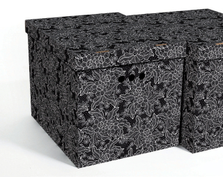 Dekorativní krabice černá krajka XL úložný box, velikost 42x32x32cm 
