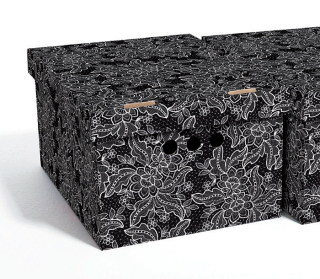 Dekorativní krabice černá krajka A4 úložný box, velikost 33x25x18cm 