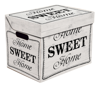 Dekorativní krabice Sweet Home bílý ONE, úložný box s víkem, vel. 34x25x26cm