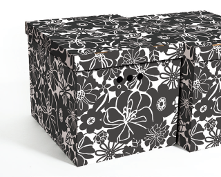 Dekorativní krabice černé máky, sléz XL úložný box, velikost 42x32x32cm