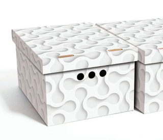 Dekorativní krabice bílá vlna A4 úložný box, velikost 33x25x18cm 