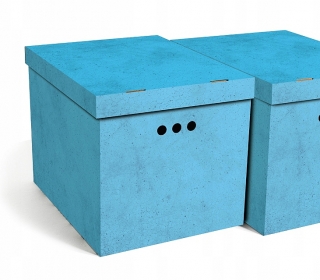 Dekorativní krabice modrý beton XL úložný box, velikost 42x32x32cm