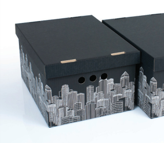 Dekorativní krabice City město A4 úložný box, velikost 33x25x18cm vip