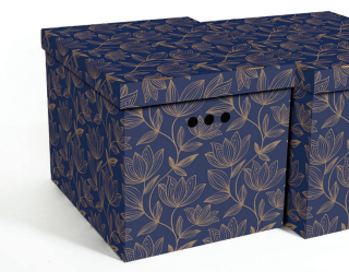 Dekorativní krabice Tyrkysově zlaté květy XL úložný box, velikost 42x32x32cm