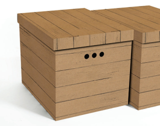 Dekorativní krabice hnědá deska 2, desky XL, úložný box s víkem, vel. 42x32x32cm