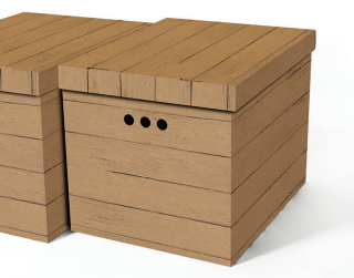 Dekorativní krabice hnědá deska 2, desky XL, úložný box s víkem, 42x32x32cm vip