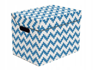 Dekorativní krabice Pixel cikcak modrý ONE, úložný box s víkem, vel. 34x25x26cm