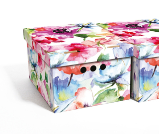 Dekorativní krabice akvarel květiny A4 úložný box, velikost 33x25x18cm