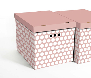 Dekorativní krabice bílé tečky / růžové pozadí XL úložný box, vel. 42x32x32cm