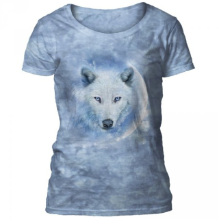 Tričko 3D potisk - White Wolf Moon, vlk - The Mountain / pro ženy
