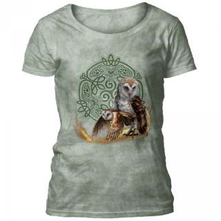 Tričko 3D potisk - Celtic Owl Magic Green, Sovy - The Mountain / pro ženy