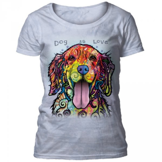 Tričko 3D potisk - Dog is Love, barevný pes - The Mountain / pro ženy