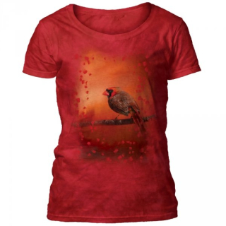 Tričko 3D potisk - Elegance In Red, malý ptáček - The Mountain / pro ženy