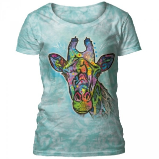 Tričko 3D potisk - Russo Giraffe, barevná žirafa - The Mountain / pro ženy