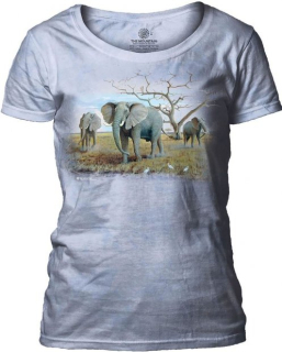Tričko 3D potisk - Three Elephants, Afričtí sloni - The Mountain / pro ženy