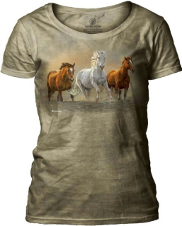 Tričko 3D potisk - On The Run Horses, koně ve cvalu - The Mountain / pro ženy