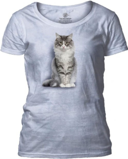 Tričko 3D potisk - Norwegian Forest Cat, krásná kočka - The Mountain / pro ženy