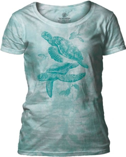 Tričko 3D potisk - Monotone Sea Turtles, želvy - The Mountain / pro ženy