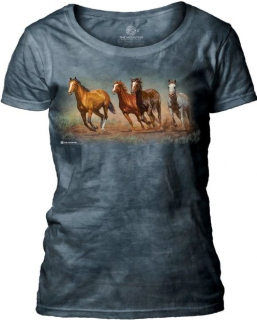 Tričko 3D potisk - Fly Away Horses, koně ve cvalu - The Mountain / pro ženy