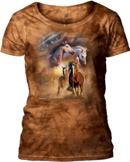 Tričko 3D potisk - Born Free Horses, koně ve cvalu - The Mountain / pro ženy