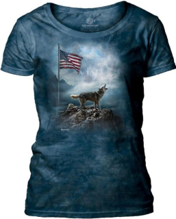 Tričko 3D potisk - American Storm, vlk - The Mountain / pro ženy