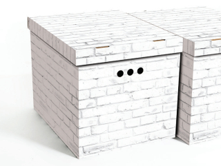 Dekorativní krabice bílá cihla XL, úložný box s víkem, vel. 42x32x32cm