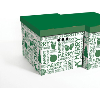 Dekorativní krabice Merry Christmas XL, úložný box s víkem, vel. 42x32x32cm