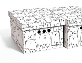 Dekorativní krabice bílé medvědy A4 úložný box, velikost 33x25x18cm 